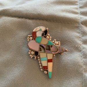 Darryl Shabola Zuni artist parrot sterling pendant